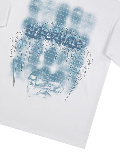 Dark Grid Skull Graphic T-Shirt 