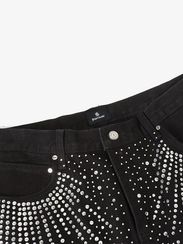 Stylish Wide-Leg Pants with Sparkling Studs for Women 
