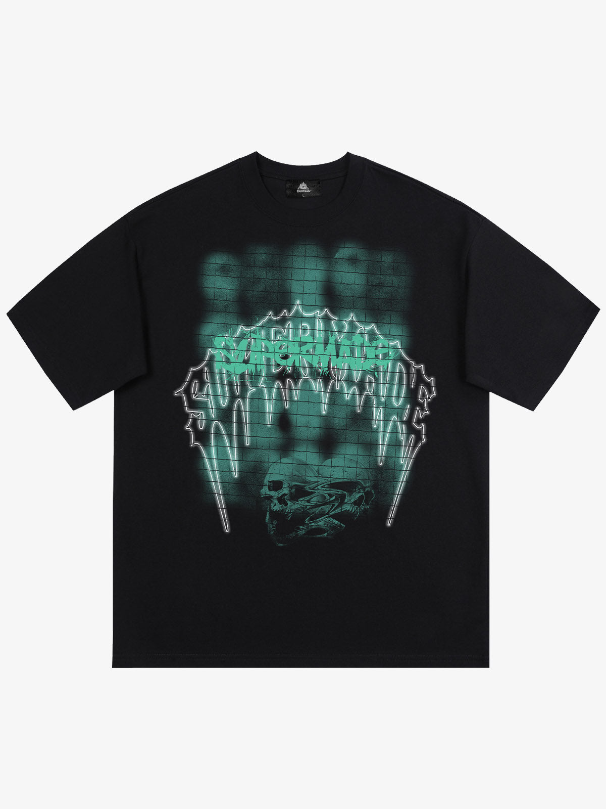 Dark Grid Skull Graphic T-Shirt 
