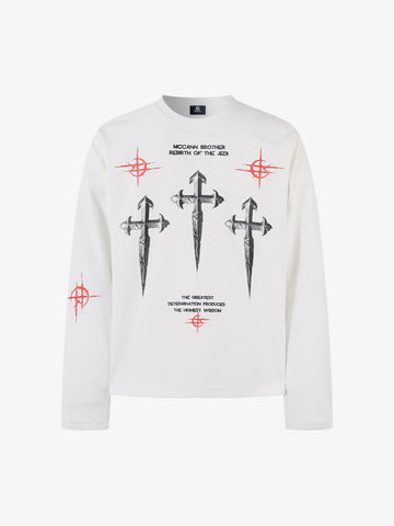 Thesupermade Letter Print Waffle Long-sleeved T-shirt 