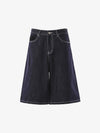Vintage Contrast Stitch Wide Leg Denim Jorts