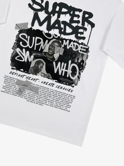 Streetwear Graffiti Character Collage Graphic T-Shirt 