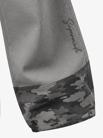 Light Grey Camo Wide-Leg Pants with Embroidered Detail