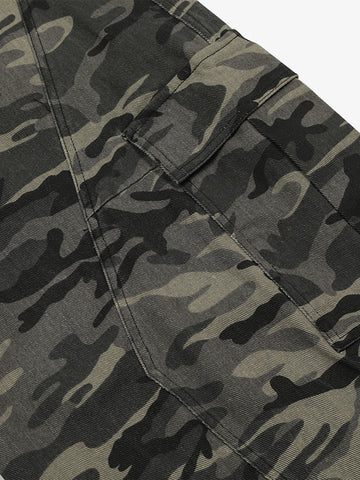 Camouflage Printed Curved Denim Jeans