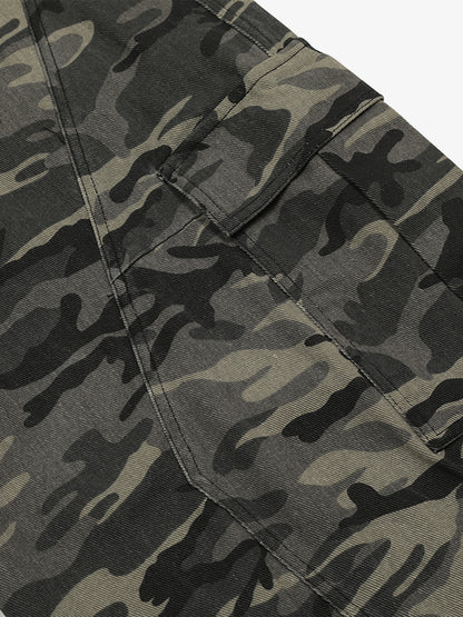 Camouflage Printed Curved Denim Jeans
