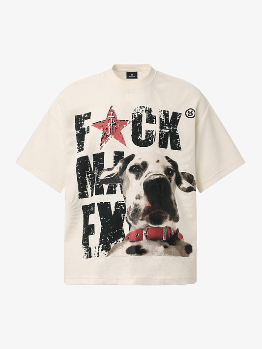 Distressed Text Dog Graphic T-Shirt 