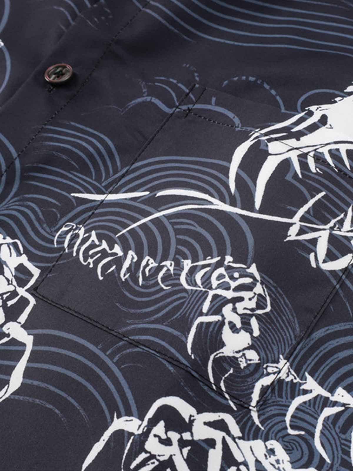 Japanese Wave Dragon Skeleton Shirt