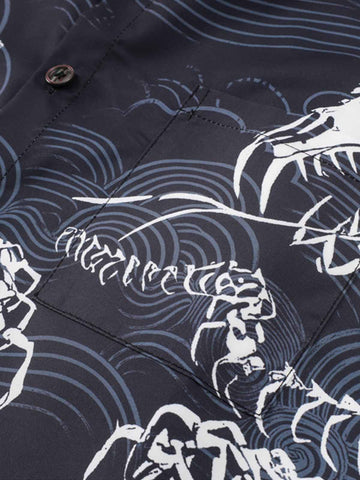 Japanese Wave Dragon Skeleton Shirt