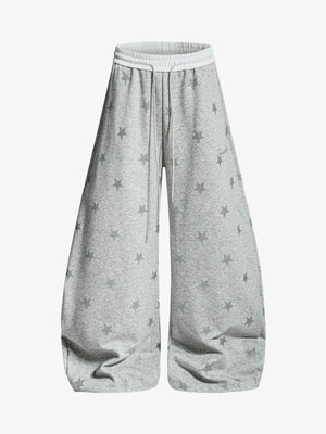 Color-Block Waistband Star Print Pants