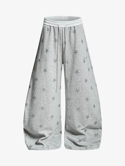 Color-Block Waistband Star Print Pants