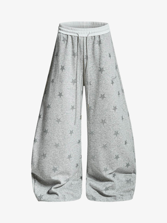 Color-Block Waistband Star Print Pants