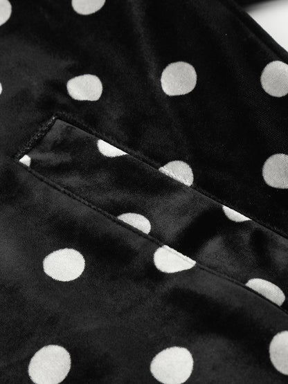Polka Dot Stand Collar Zip Jacket