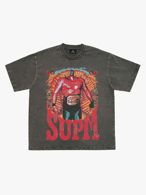 Double-Neck Washed Distressed Tee