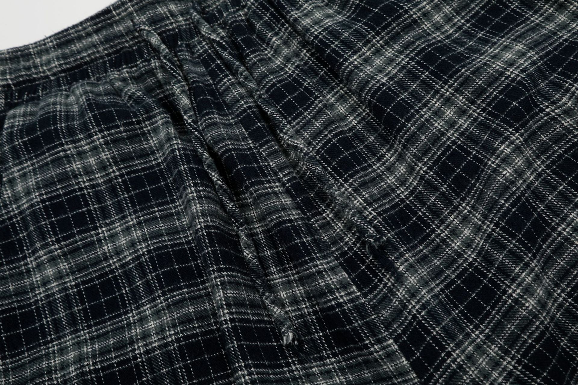 Cotton Plaid Wide Leg Culottes with Frayed Hem and Cargo Pockets 