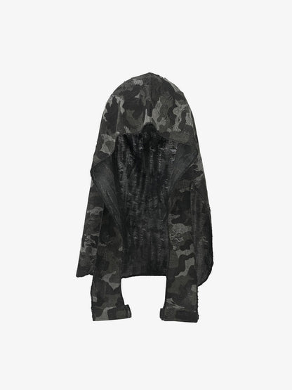 Dark Punk Camouflage Hooded Cape 