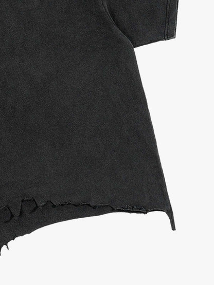 Distressed Oversized T-Shirt with Raw Hem