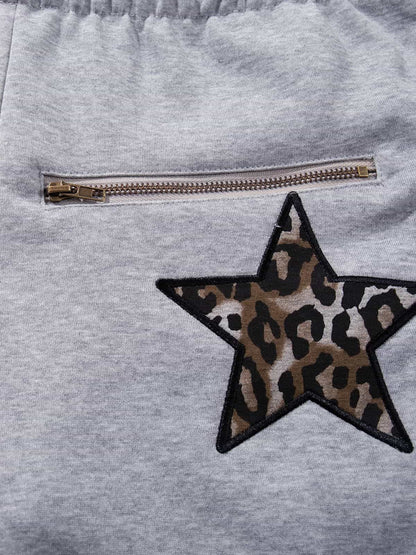 Striped Leopard Print Two-Piece Set