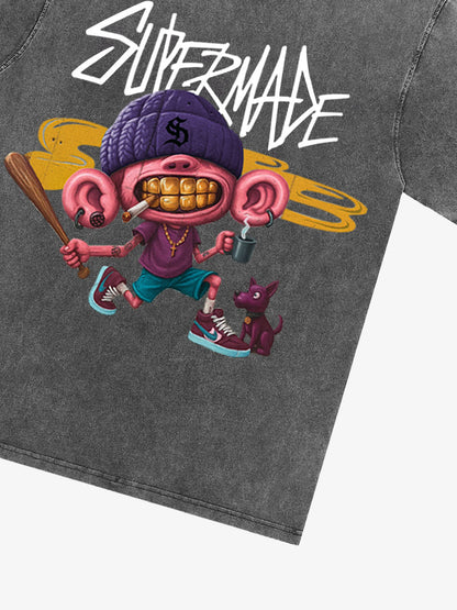 Thesupermade Cartoon Graffiti Trendy Weird Kid T-Shirt 