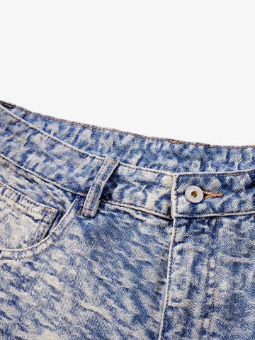 Cloud Texture Jacquard Effect Wide-Leg Jeans 