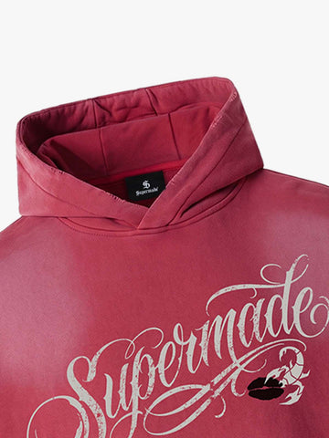 Distressed Oversized Hoodie with Vintage Graphic Print