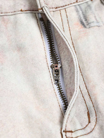 Cotton Patchwork Wide Leg Pants with Equestrian Print and Plaid Details 
