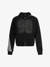 Striped Patchwork Distressed Washed Boxy Zip-Up Hoodie
