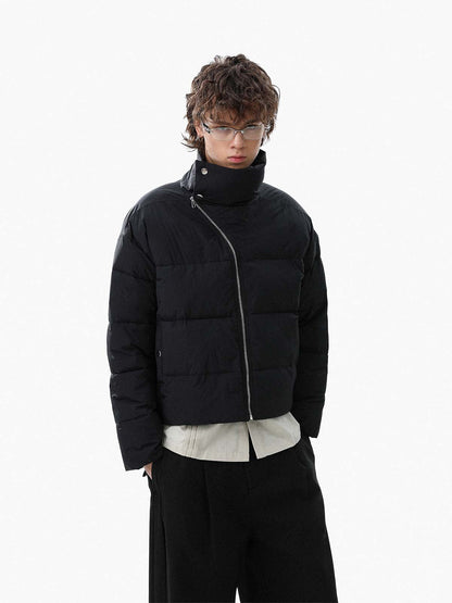 Vintage Asymmetric Zip High-Neck Puffer Jacket 