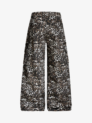 Leopard Print Cargo Wide Leg Pants 