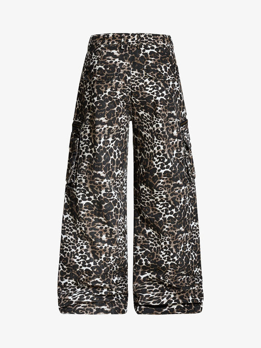 Leopard Print Cargo Wide Leg Pants 