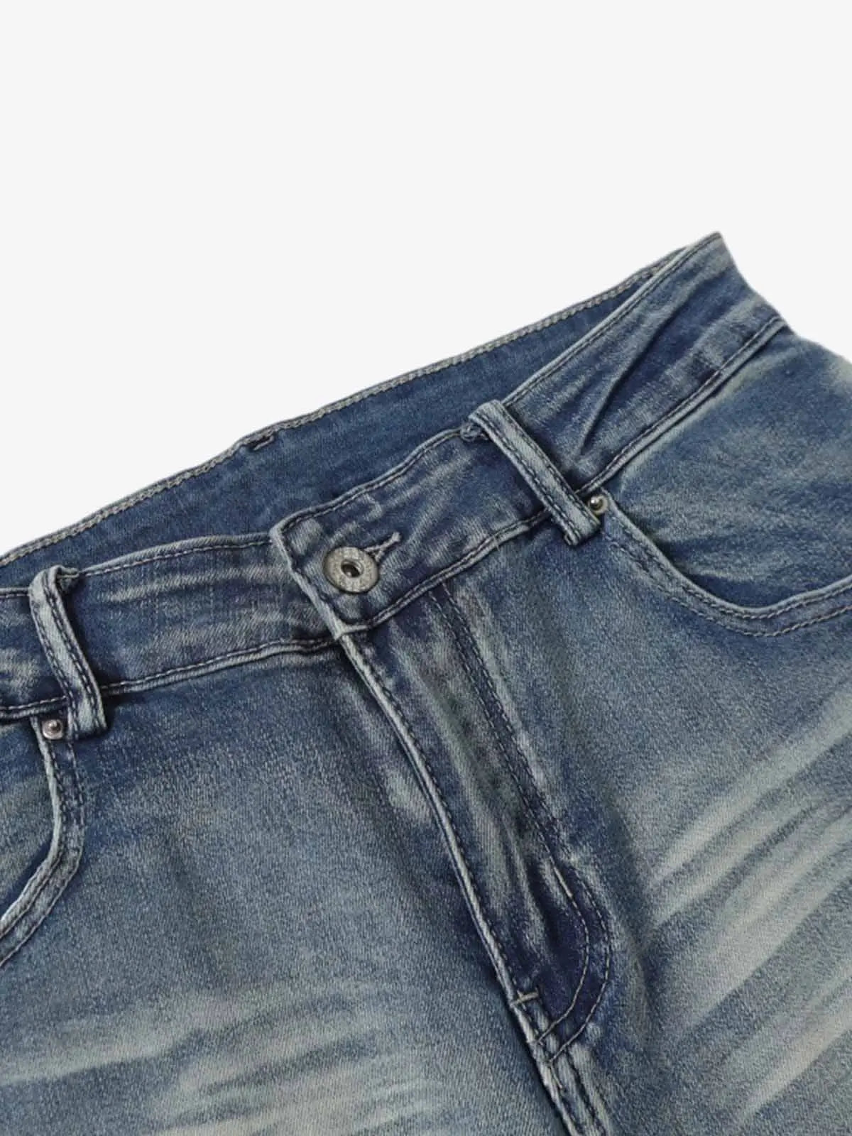 Washed Panel Seam Flare Jeans 