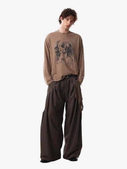 Vintage Portrait Graphic Long Sleeve T-Shirt 