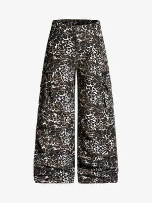 Leopard Print Cargo Wide Leg Pants 