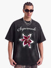 Washed Floral Star Print T-Shirt