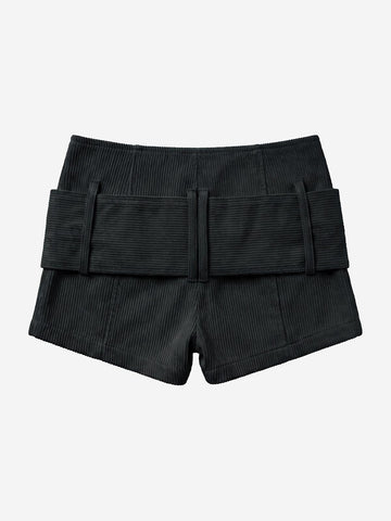 Studded Corduroy Double-Breasted Shorts
