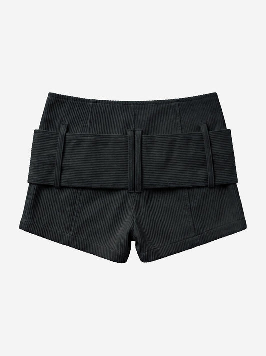 Studded Corduroy Double-Breasted Shorts