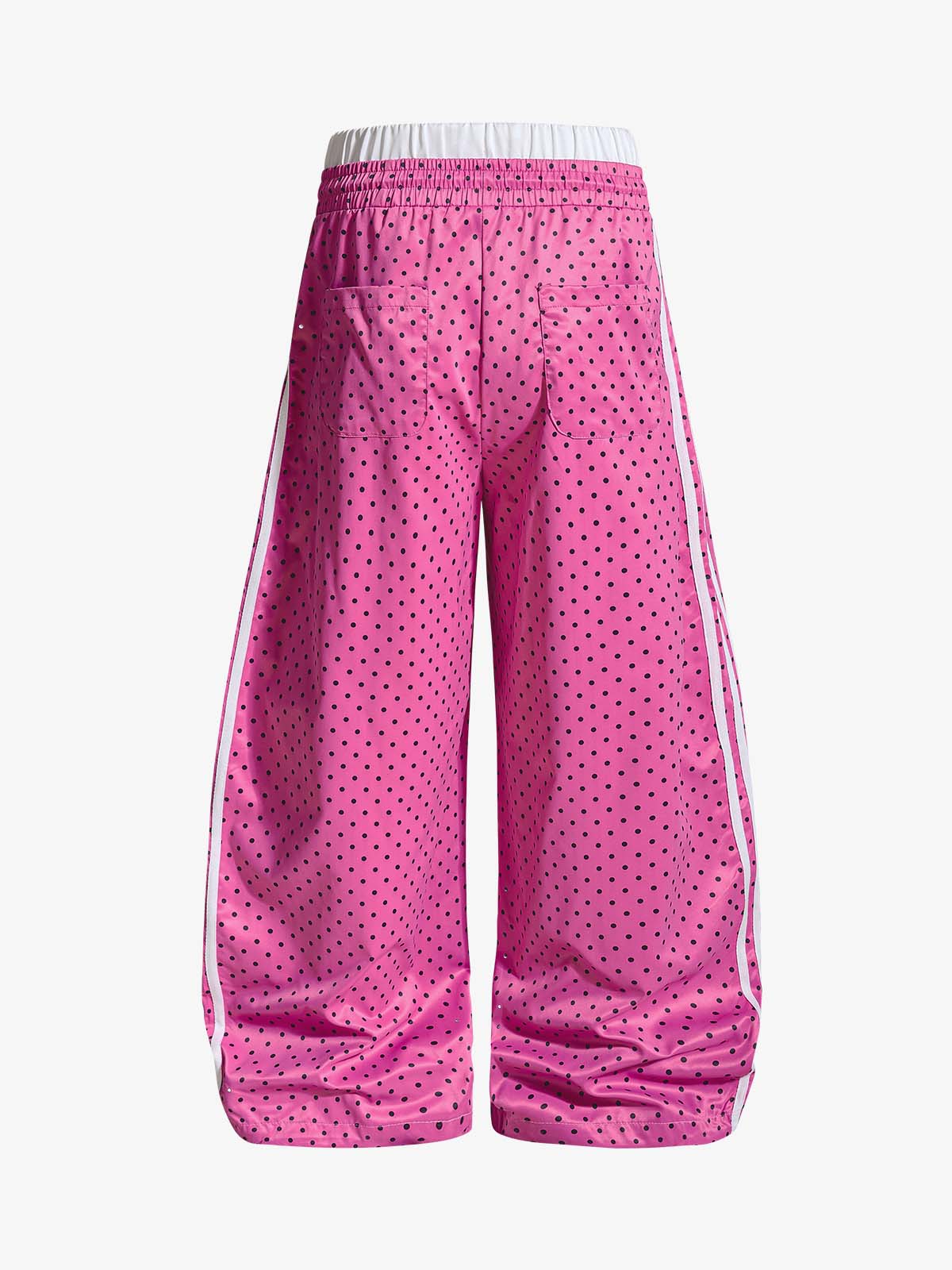 Retro Polka Dot Side Stripe Drawstring Baggy Pants