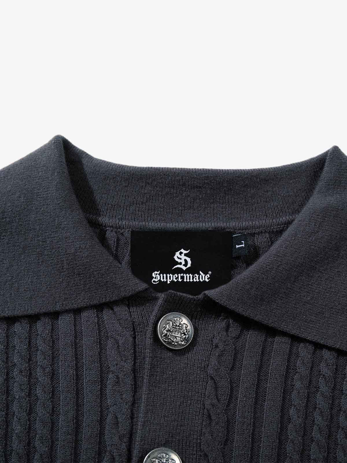 Vintage Cable Knit Polo Shirt 