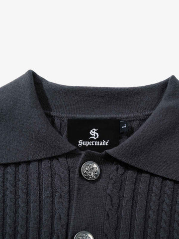 Vintage Cable Knit Polo Shirt 