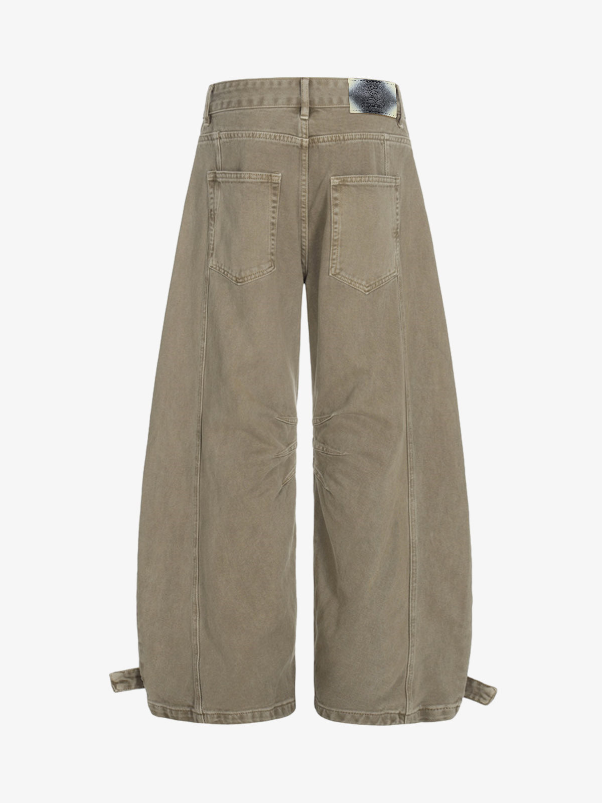 Curved Barrel Leg Inner Pleat Utility Jeans 