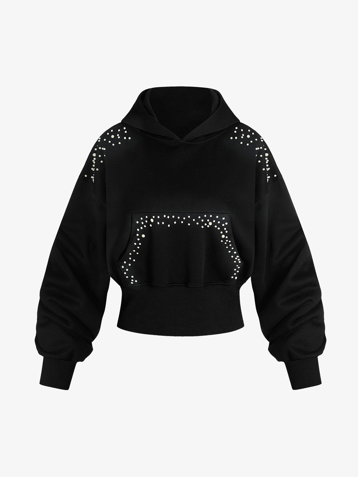 Graffiti Pearl Embellished Cropped Hoodie