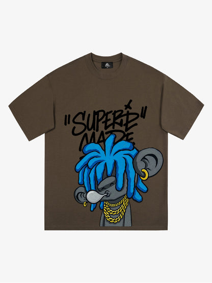 Thesupermade Graffiti Trend Blue Dreadlock Boy T-Shirt 