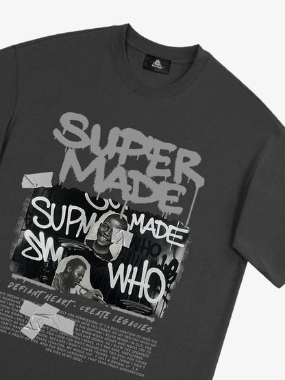 Streetwear Graffiti Character Collage Graphic T-Shirt 
