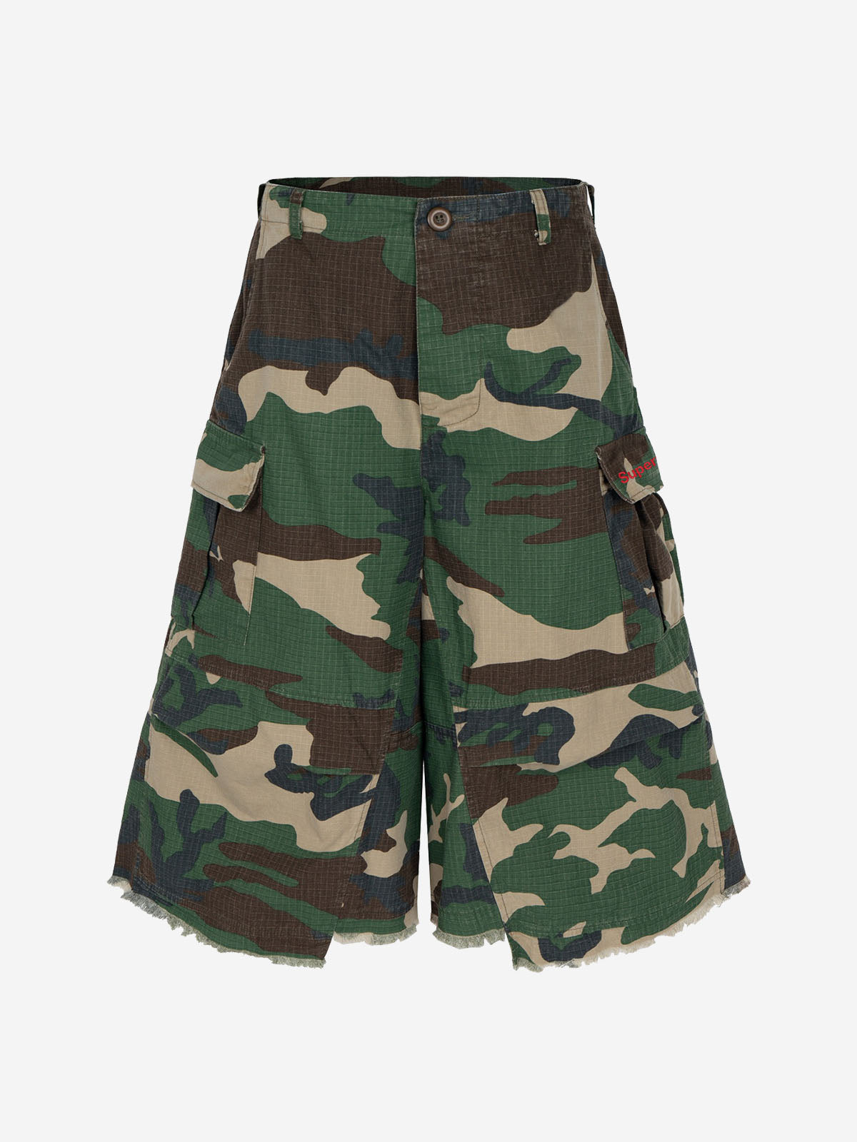 Vintage Camo Frayed Hem Cargo Shorts