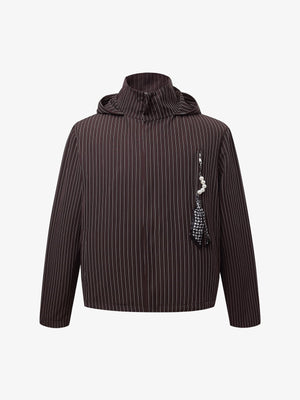 Deconstructed Striped Hooded Cropped Jacket