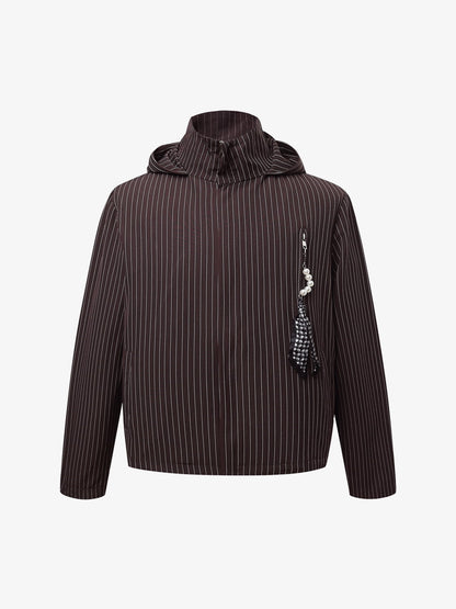 Deconstructed Striped Hooded Cropped Jacket