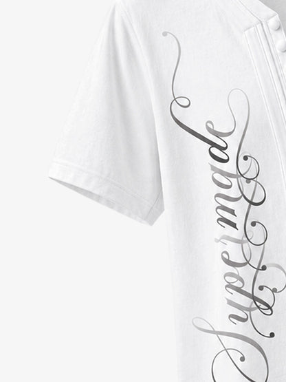 Irregular V-Neck Graphic T-Shirt