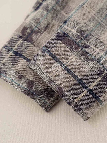Plaid Patchwork Graphic Long Sleeve Tee