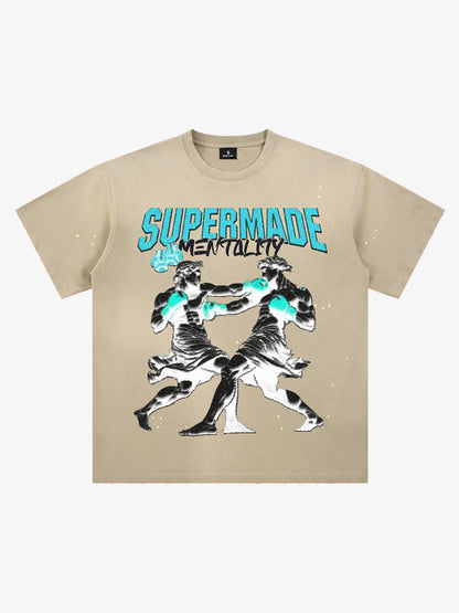 Boxing Sculpture Graphic Tee – Black Cotton Oversized Streetwear T-Shirt