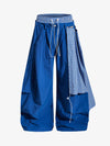 Navy Blue Polyamide Oversized Wide