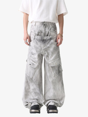 Vintage Double Waist Utility Cargo Jeans